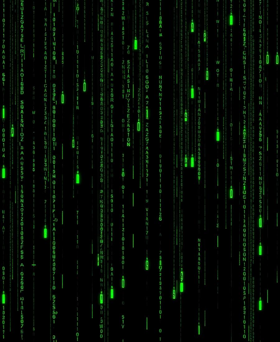 Cascading green code representing cyber resilience and AI systems